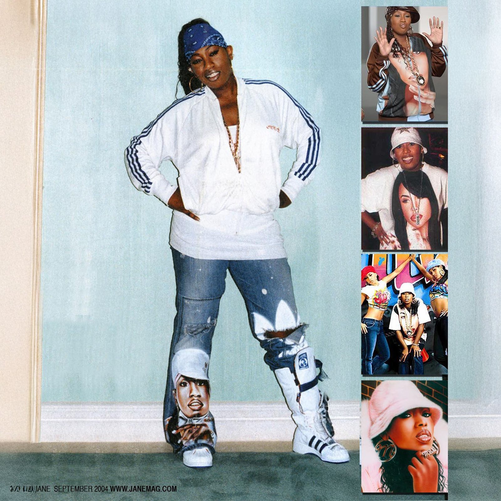 Missy Elliott in Jane Magazine wearing JMartin custom jeans